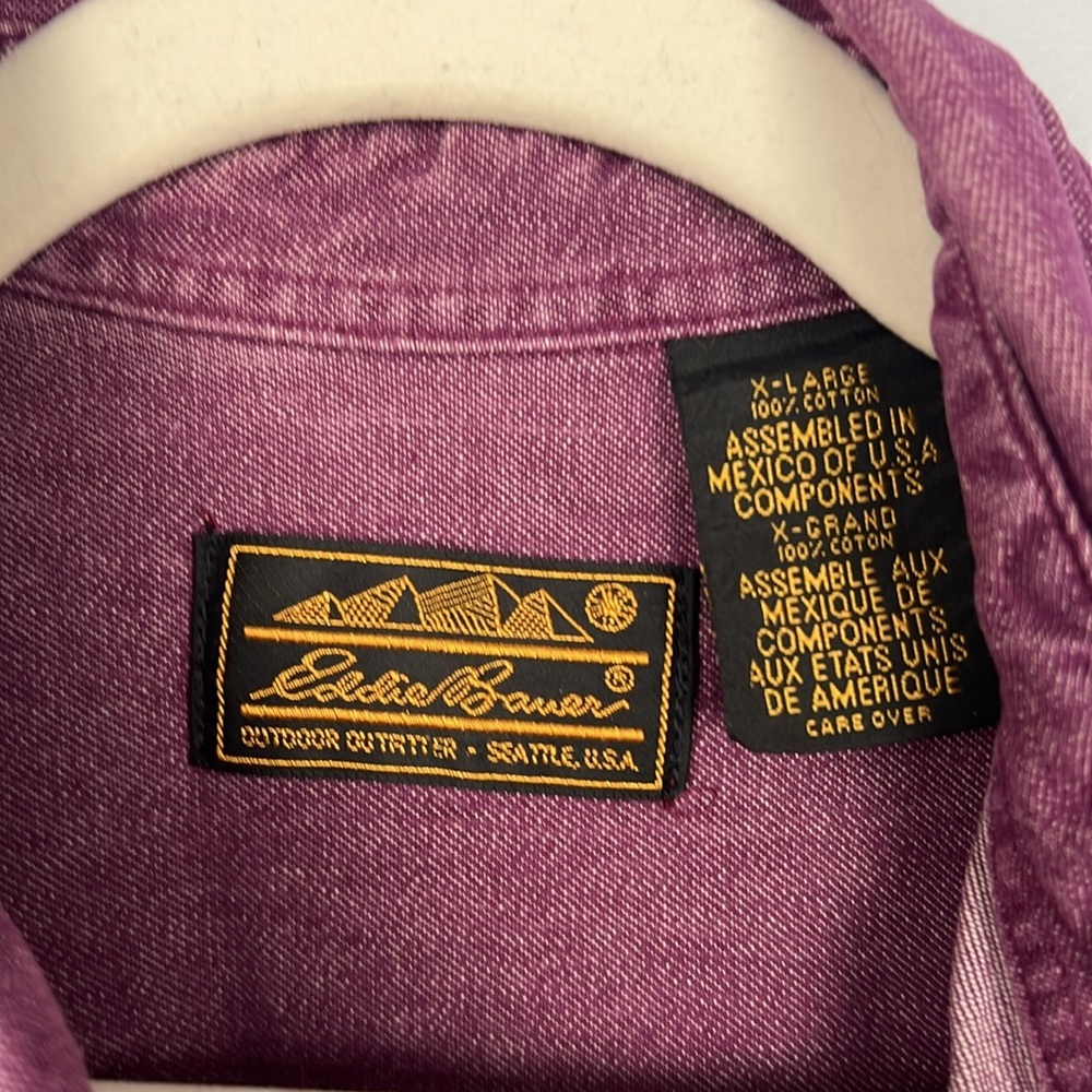Vintage Eddie Bauer purple denim button down men’s XL cotton shirt - Picture 3 of 7